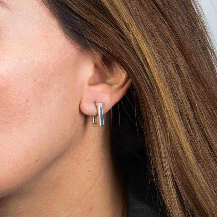 Arracadas de plata rectangulares