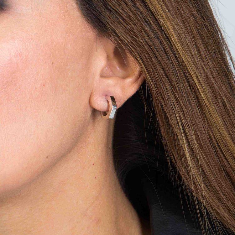Arracadas de plata hexágono