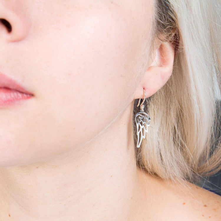 Aretes alas de ángel de plata