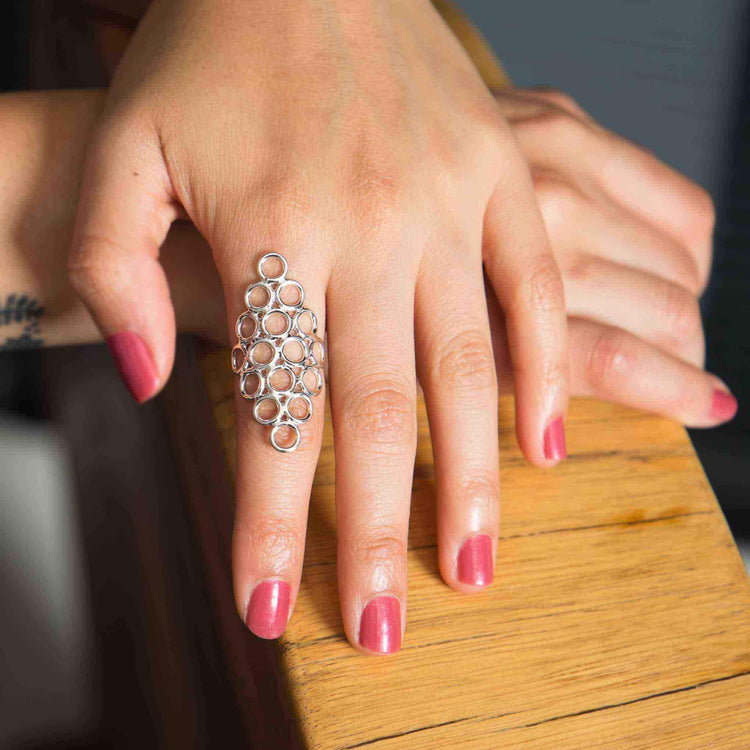 Anillo panal de plata