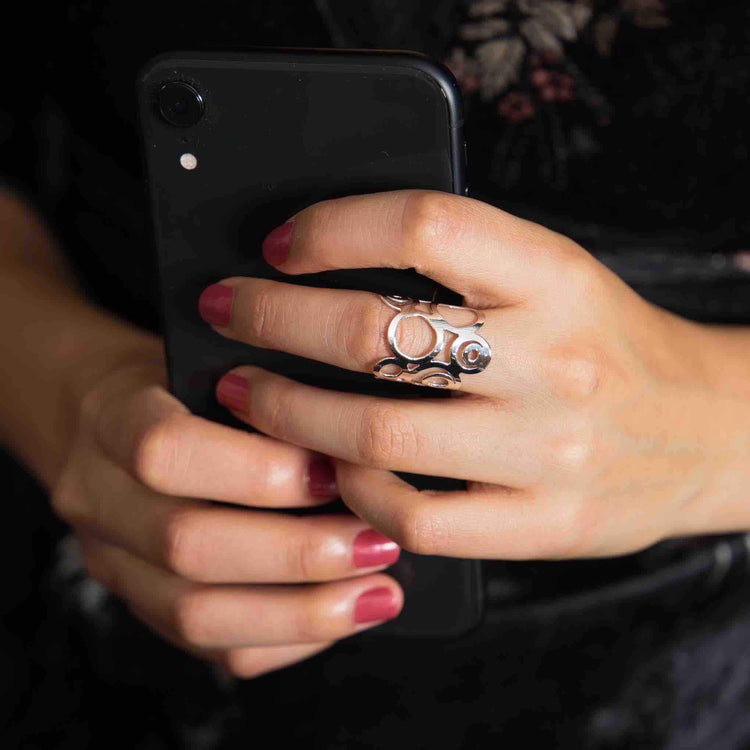 Anillo círculos con espirales de plata