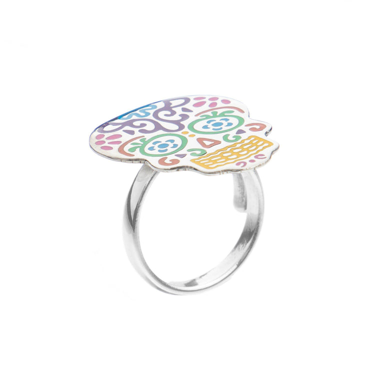Anillo calavera tradicional de plata*