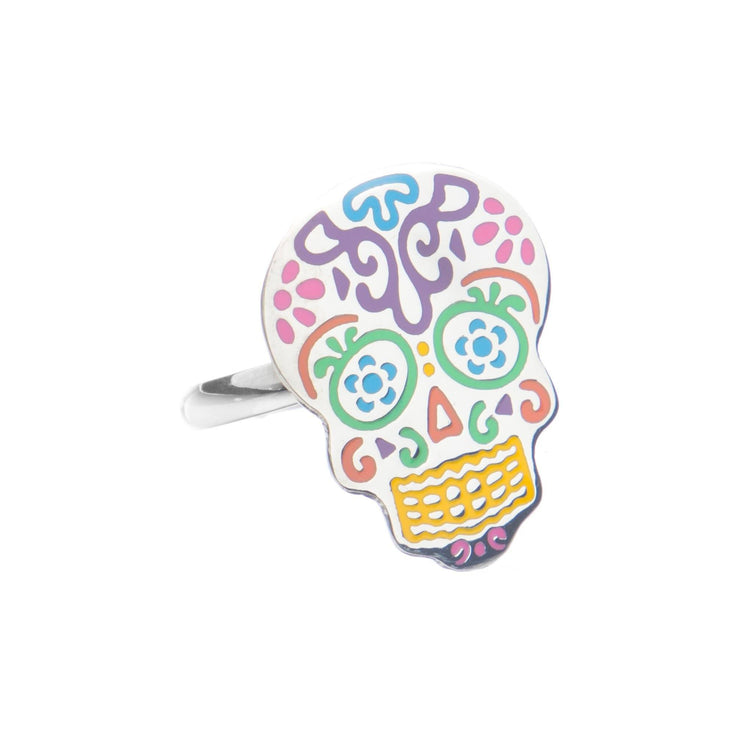 Anillo calavera tradicional de plata*