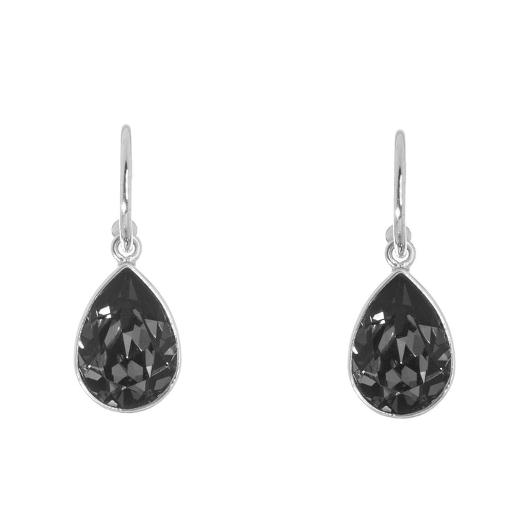 Aretes de gota con cristal facetado de Plata