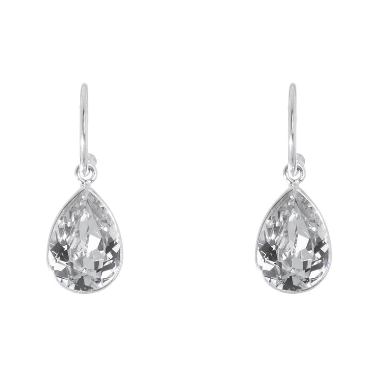 Aretes de gota con cristal facetado de Plata
