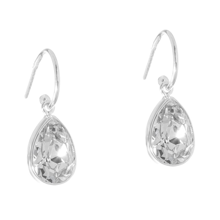 Aretes de gota con cristal facetado de Plata