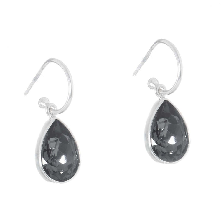 Aretes de gota con cristal facetado de Plata