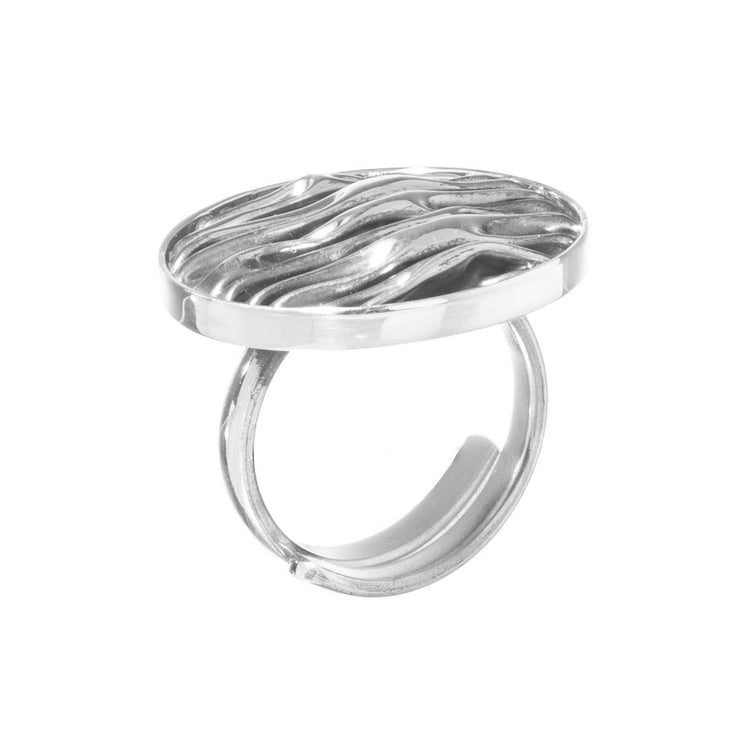 Anillo circular de plata pavonada