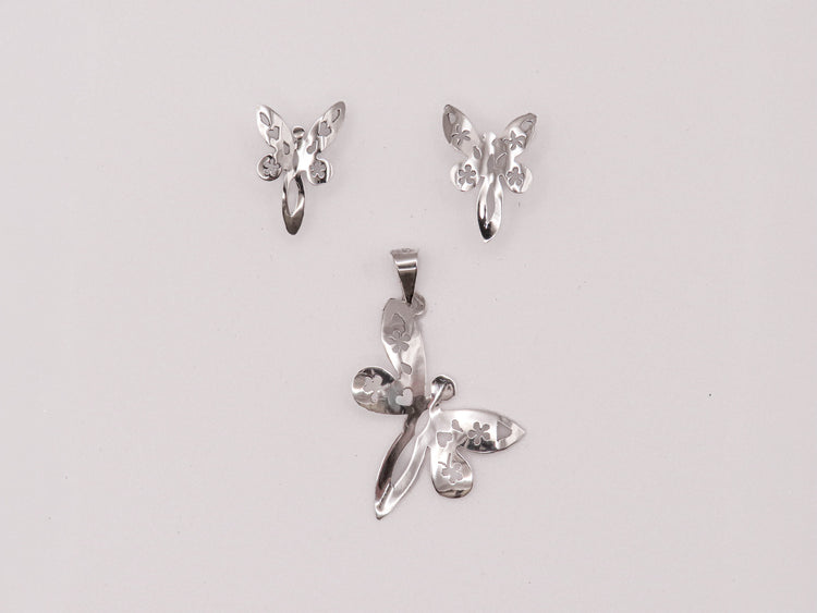 Juego plata libélula floral