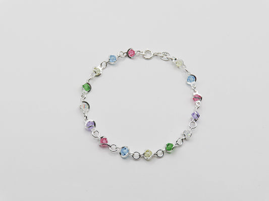 Pulsera de plata con mini cristales multicolor