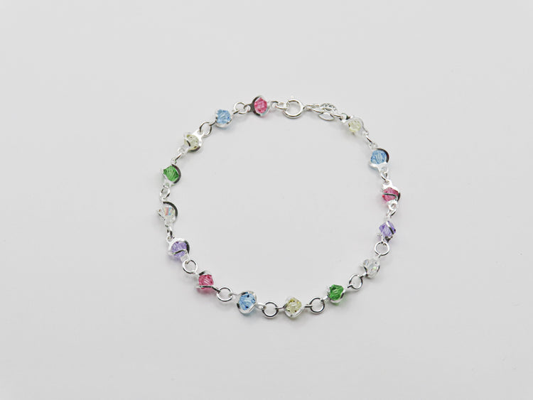 Pulsera de plata con mini cristales multicolor