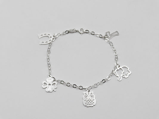 Pulsera dijes de la suerte de plata