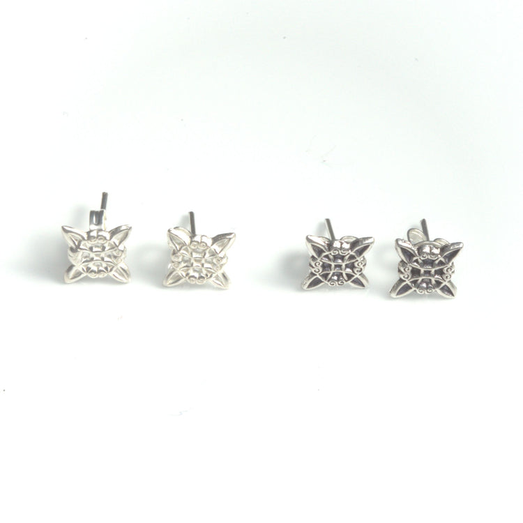 (Varios) Aretes nudito de burja de plata
