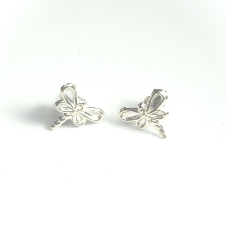 Aretes libelula mate de plata