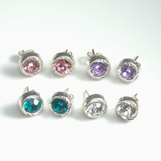 (Varios) Arete de zirconia esmerilada de plata