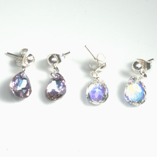 (Varios) Aretes gotas facetas en plata