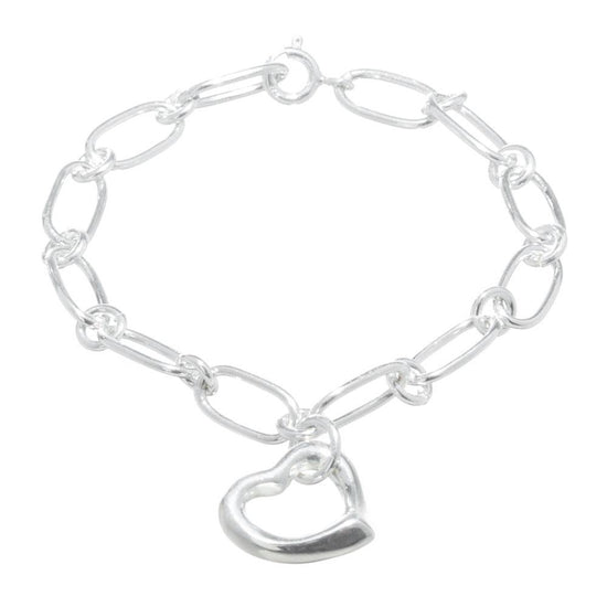 Pulsera de eslabones con corazón de Plata