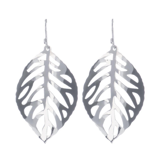 Aretes de Plata calados en forma de Hoja