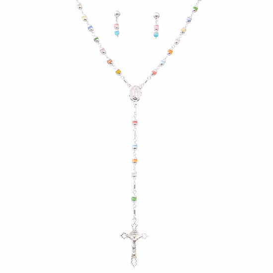 Collar Rosario ojo de gato con plata de plata mexicana