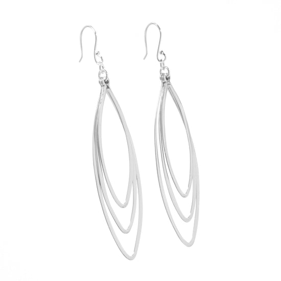 Aretes elipse móviles de plata grande