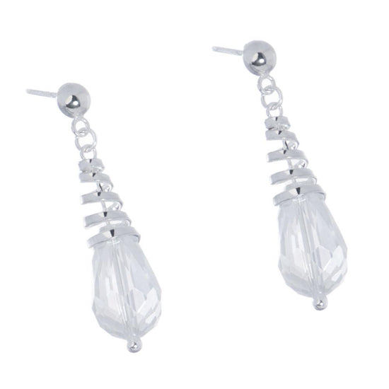 Aretes de espiral  con gota de cristal