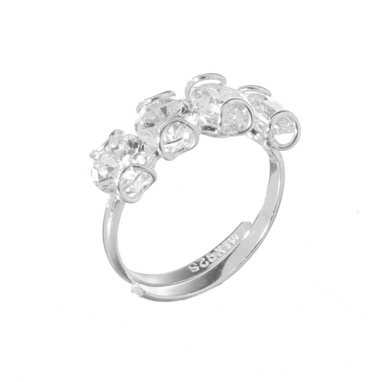 Anillo tiara de plata con zirconias blancas mini