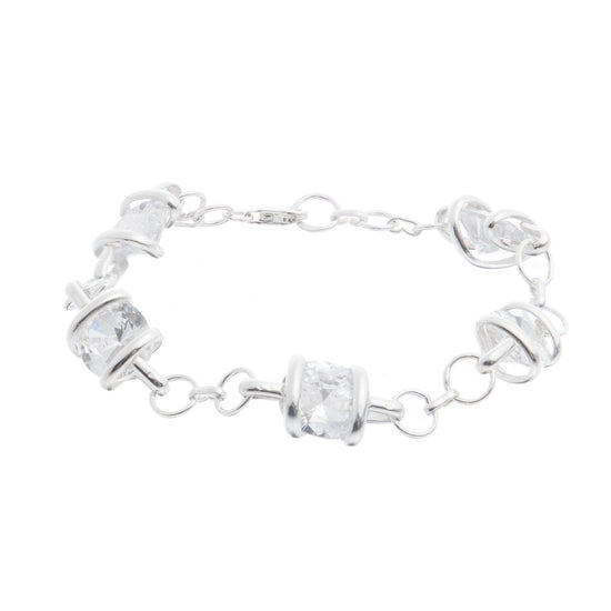 Pulsera de plata con zirconias grandes engarzadas