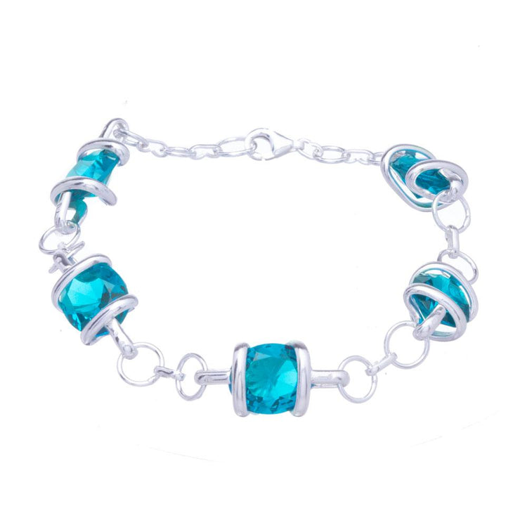 Pulsera de plata con zirconias grandes engarzadas