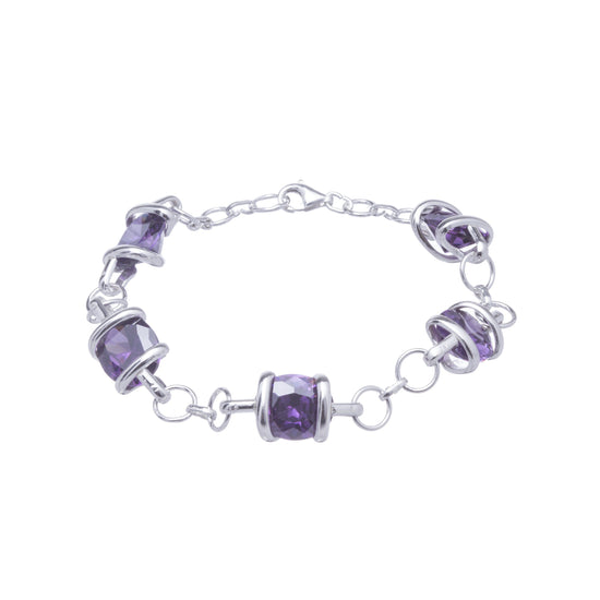 Pulsera de plata con zirconias grandes engarzadas