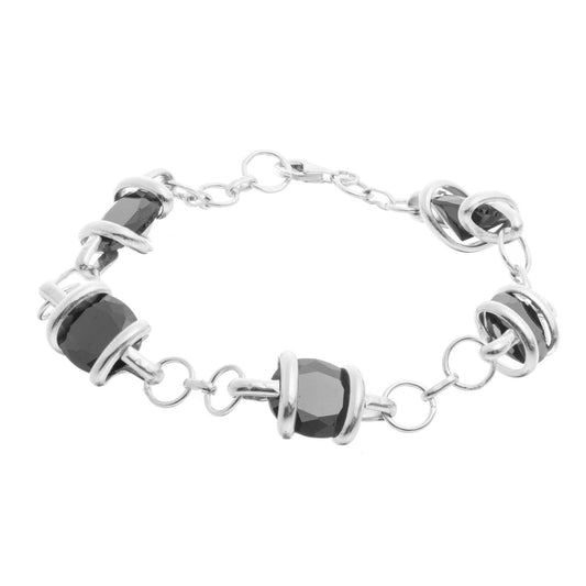 Pulsera de plata con zirconias grandes engarzadas