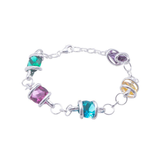Pulsera de plata con zirconias grandes engarzadas