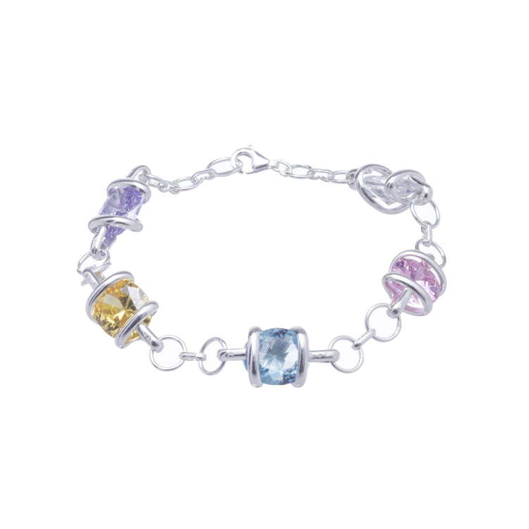 Pulsera de plata con zirconias grandes engarzadas