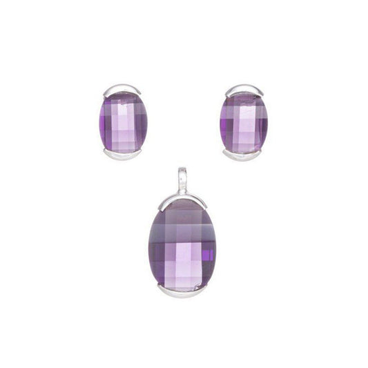 Juego de Plata y cristal ovoide