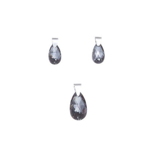 Dije y aretes de Plata con gotas de cristal esmaltado