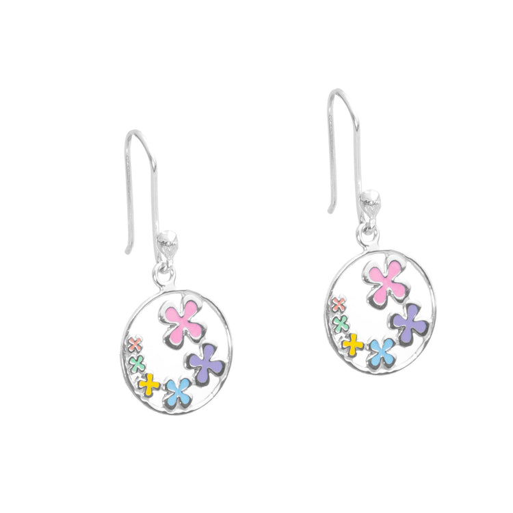 Aretes de flores esmaltadas multicolor
