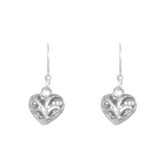 Aretes corazón barroco de plata