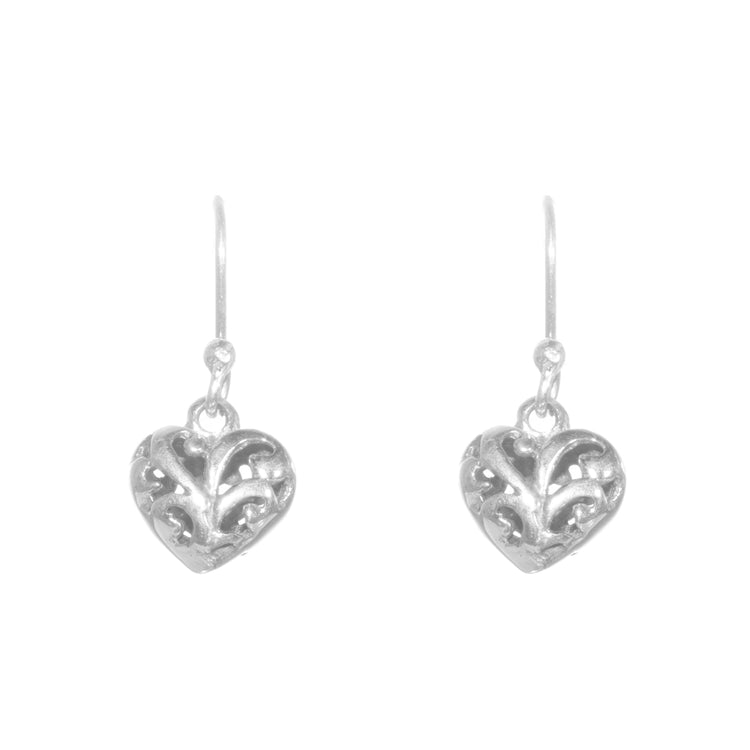 Aretes corazón barroco de plata