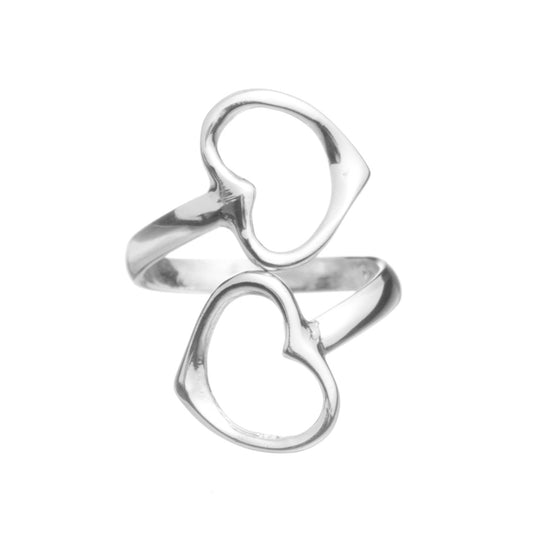 Anillo amor de pareja corazones de plata