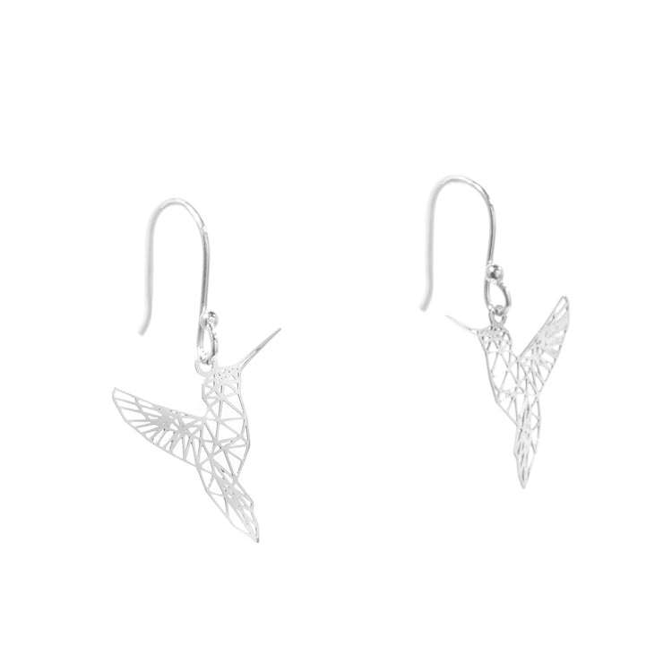 Aretes colibrí minimalista de plata