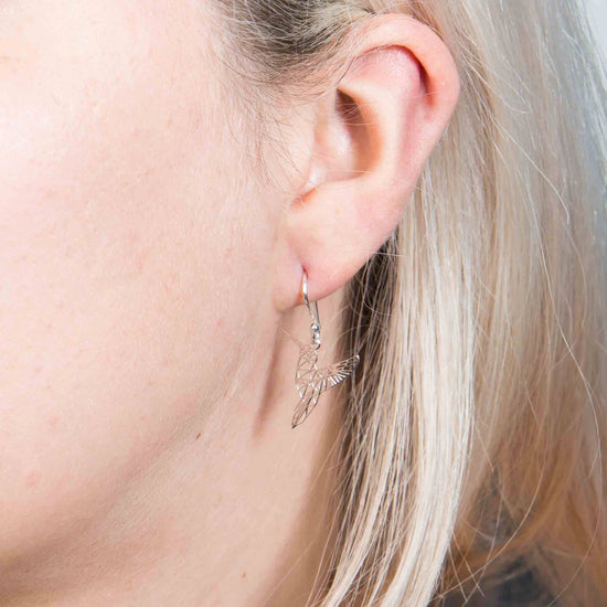 Aretes colibrí minimalista de plata