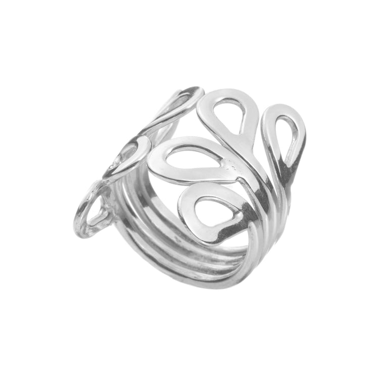 Anillo gotas  de plata mexicana