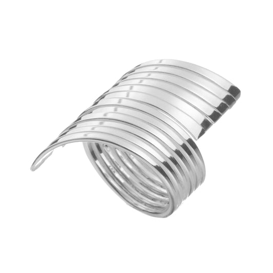 Anillo puntas aplastadas ajustable de plata mexicana