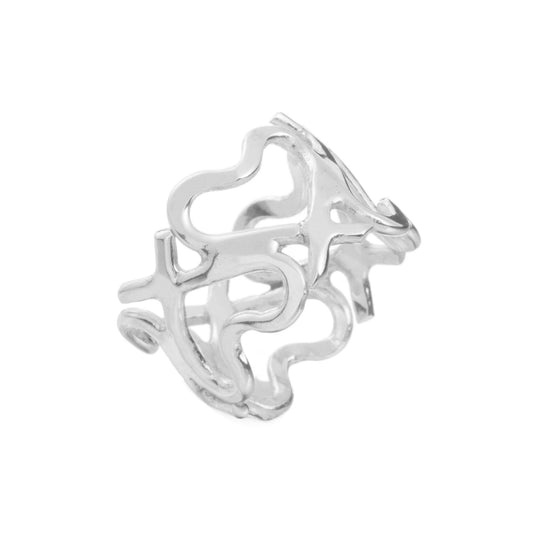 Anillo silueta de corazón  de plata mexicana