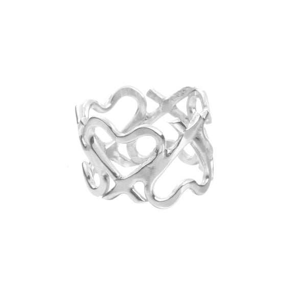Anillo silueta de corazón  de plata mexicana