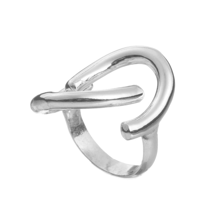 Anillo de U de plata mexicana