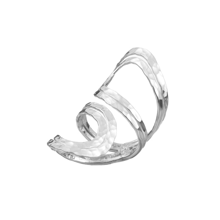 Anillo alambre doble martillado  de plata mexicana