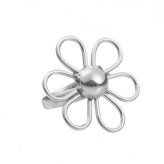 Anillo de flor  de plata mexicana