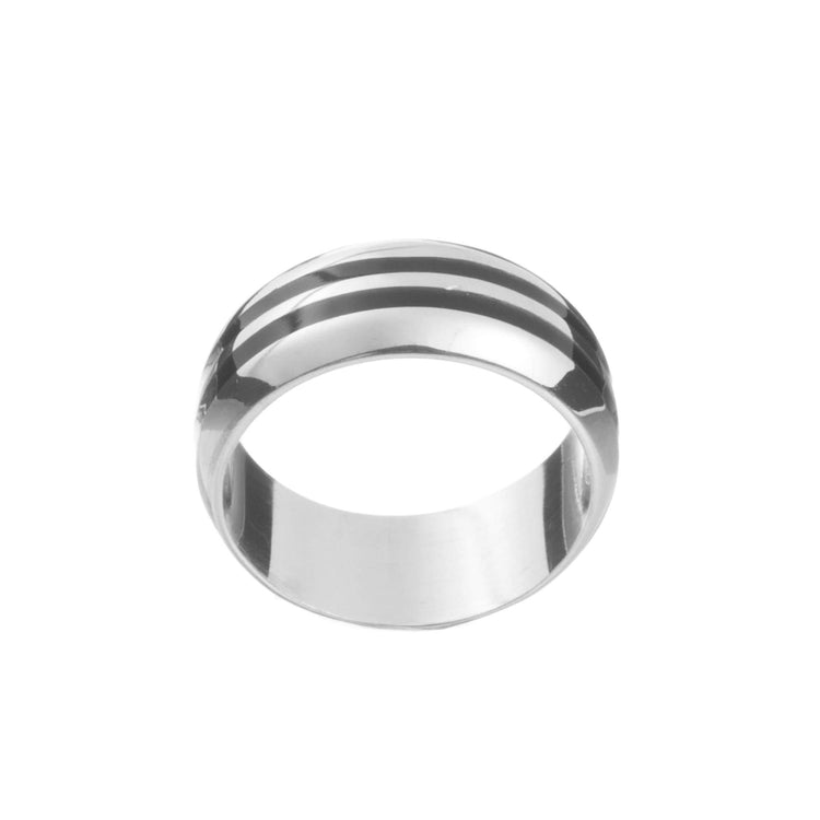 Argolla dos rayas  de plata mexicana