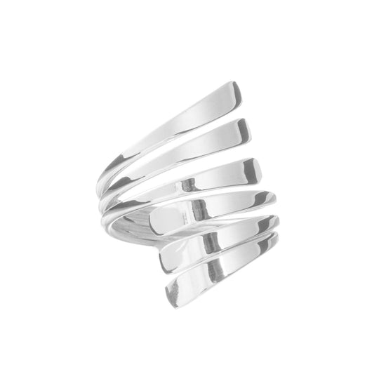 Anillo tiras curveadas de plata de plata mexicana