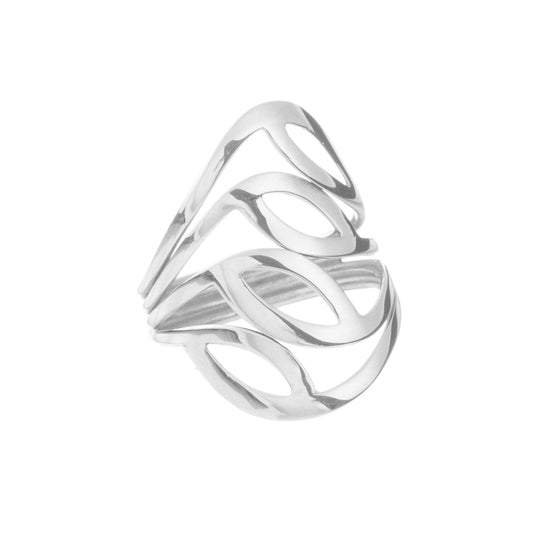 Anillo hojas continuas de plata de plata mexicana